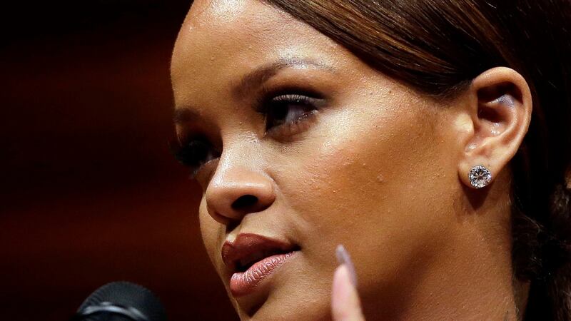 Singer Rihanna during her speech after she was  presented with the 2017 Harvard University Humanitarian of the Year Award. Photograph: Steven Senne/AP