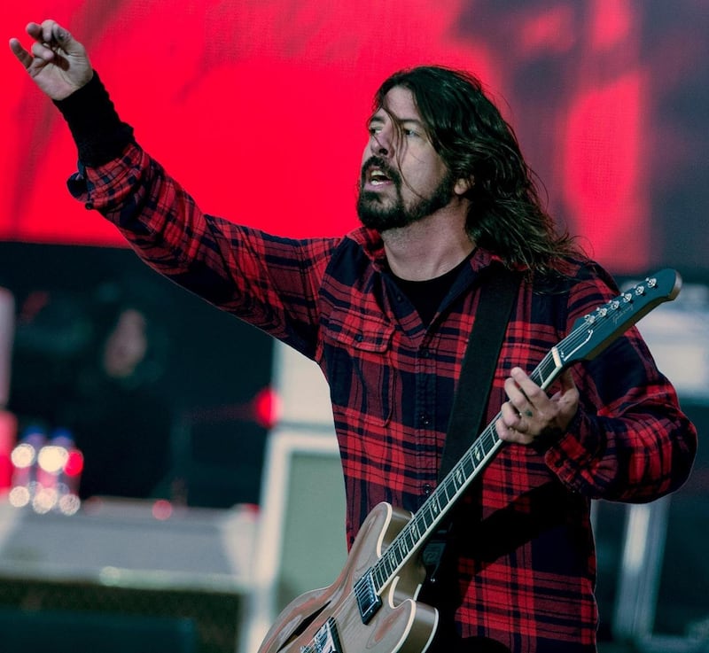 Foo Fighters frontman Dave Grohl gesturses to the crowd at their last Irish gig at Slane Castle in 2015.