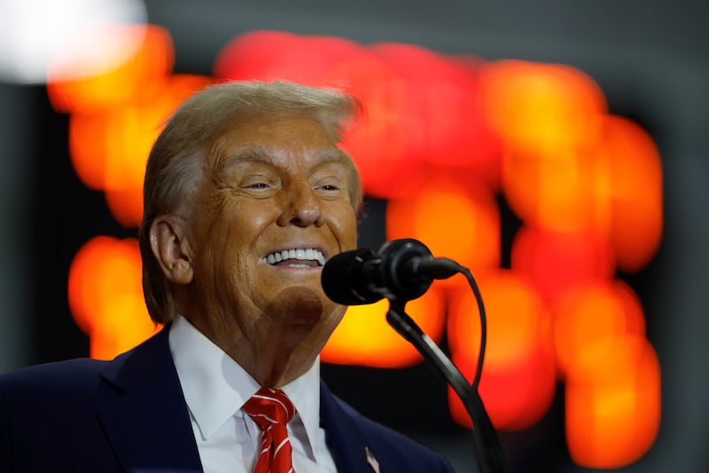  Republican presidential nominee Donald Trump speaks to supporters during a campaign event in Rocky Mount, North Carolina on Wednesday. Photograph:  Chip Somodevilla/Getty Images