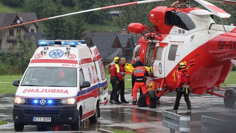 Injured tourists are transported to hospital after they were  struck by lightning. Five people have died and more than 100 have been injured in the incident. Photograph: EPA