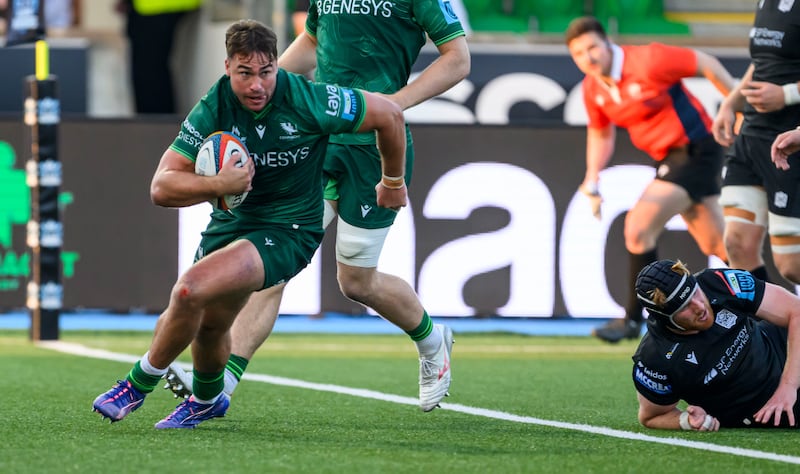 Connacht’s Shayne Bolton scoring a try against Glasgow Warriors in a 
pre-season friendly in Scotland. Photograph: Craig Watson/Inpho