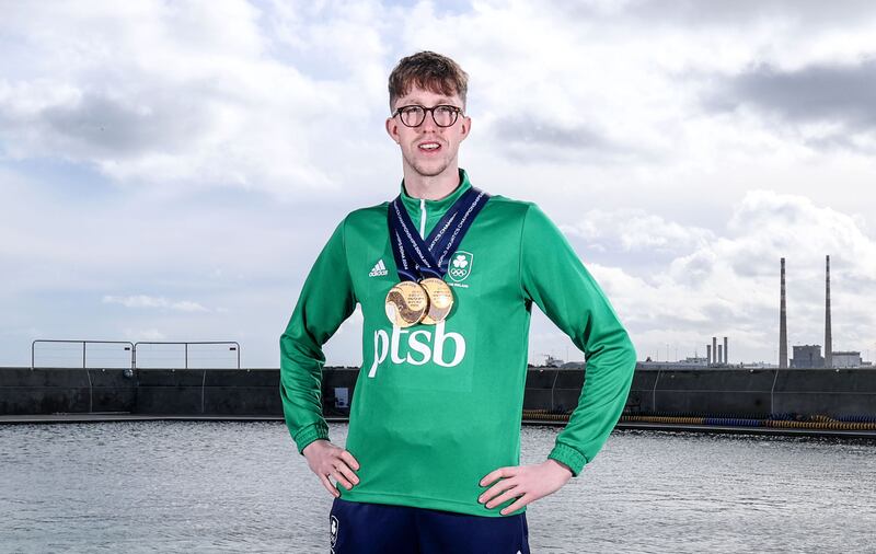 Two-time world champion Daniel Wiffen posing in Dublin. Photograph: Dan Sheridan/Inpho