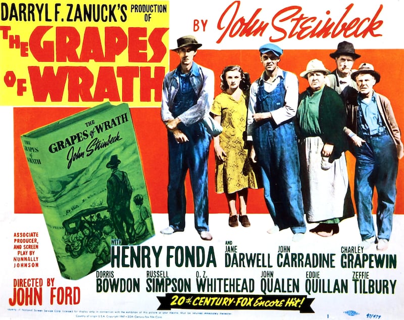 The Grapes of Wrath: a poster for John Ford's 1940 film adaptation, with Henry Fonda. Photograph: LMPC via Getty