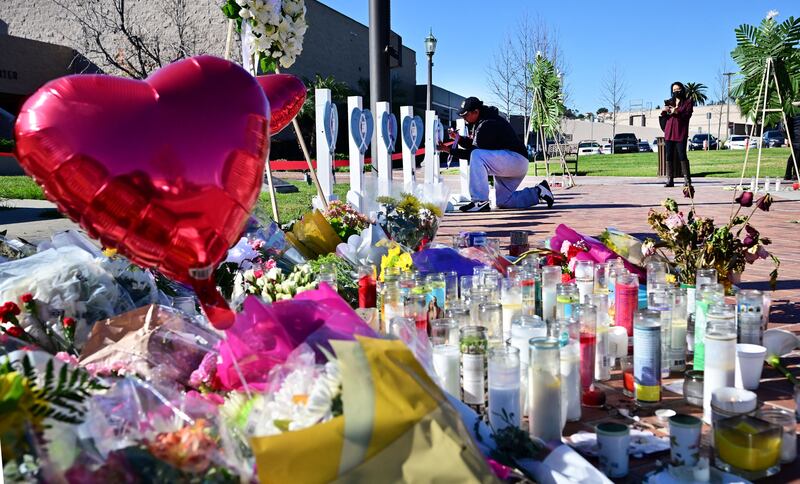 A memorial outside City Hall, Monterey Park, California. Photograph: Frederic J Brown/AFP via Getty Images