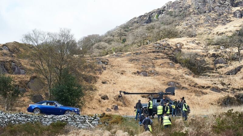 Matt LeBlanc being filmed driving a new Rolls-Royce Dawn around Ireland’s Ring of Kerry, during filming for the new series of Top Gear which will return in May. Photograph: BBC/PA Wire