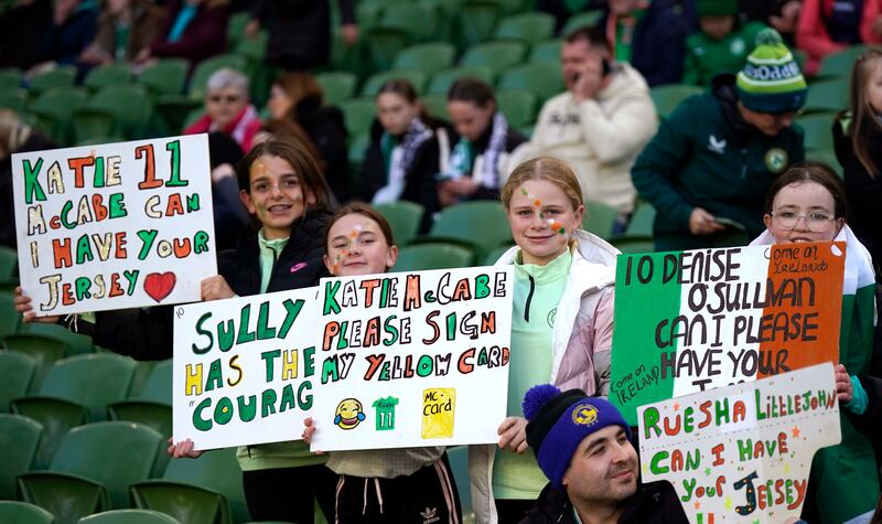 Republic of Ireland fans in the stands of the Aviva Stadium. Photograph: Niall Carson/PA Wire