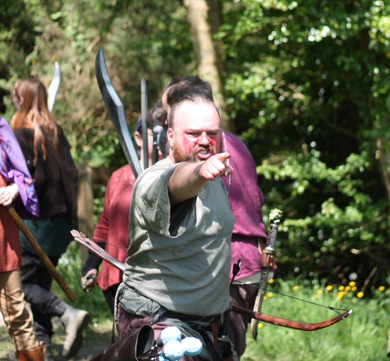 Bandit archer Aonghus Maher taunts his enemies. Photograph: Allan Leeson