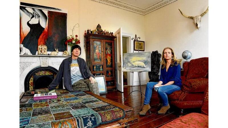 Artist Charlie Whisker and writer Julia Kelly at their home at Sidmonton House, Bray, Co Wicklow. photograph: cyril byrne