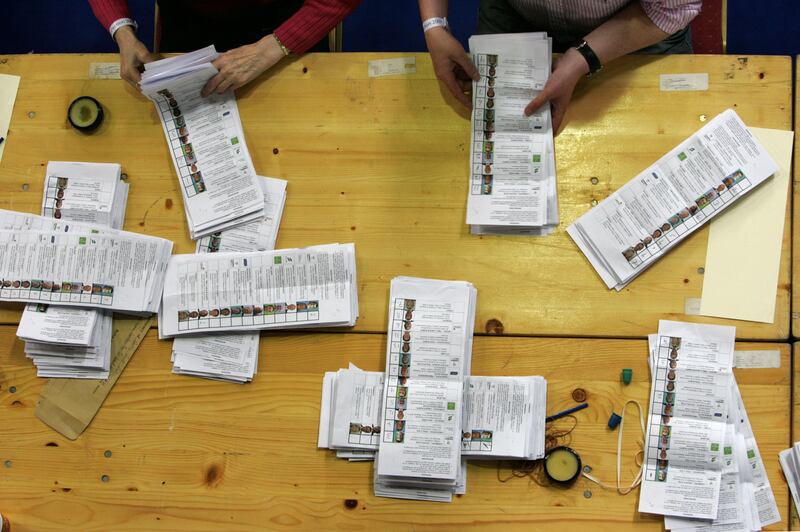 GENERAL ELECTION COUNT RDS 2007...
Voting pattern...at the count centre in the RDS yesterday. Photograph: Frank Miller 25.5.07