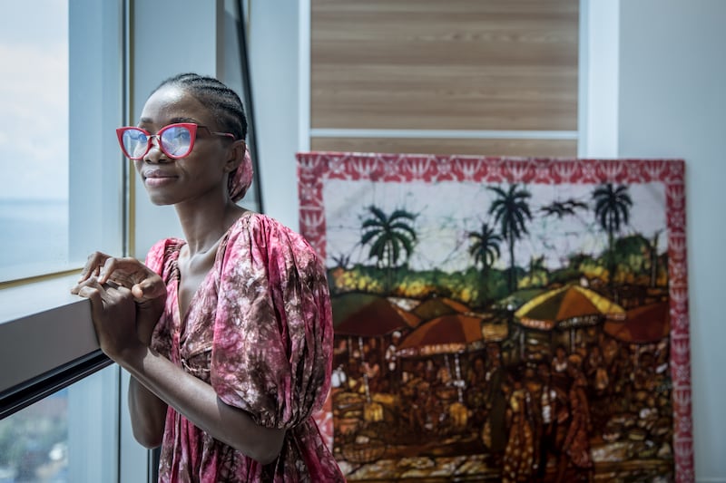 Mabel Ironn Sky Turay runs the organisation Réunion Freetown, which uses art to campaign on local issues. Photograph: Sally Hayden