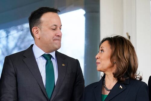 Harris and Varadkar toast US-Irish ties with glass of fresh orange juice and a smile