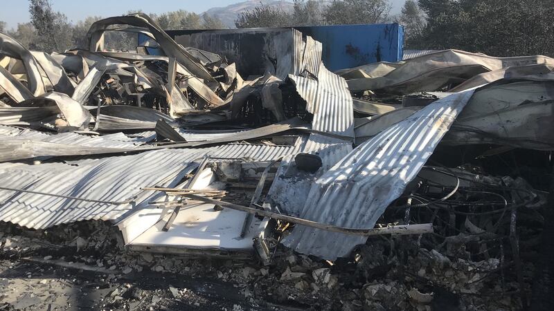 Damage to the winery after the Almeda fire.