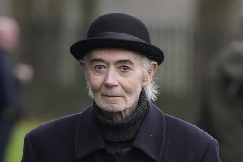 BP Fallon arrives for the funeral of Shane MacGowan in Nenagh. Photograph: Niall Carson/PA