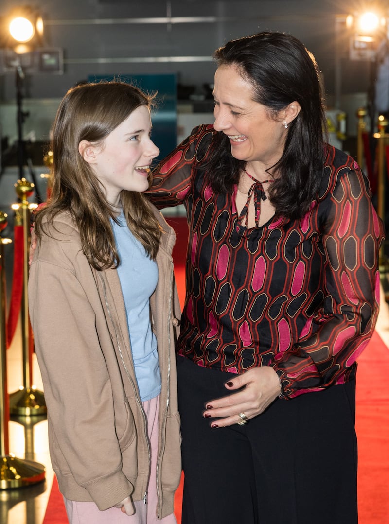 Catherine Clinch, who starred as the title character in An Cailín Ciúin, with Arts Minister Catherine Martin. Photograph: Naoise Culhane