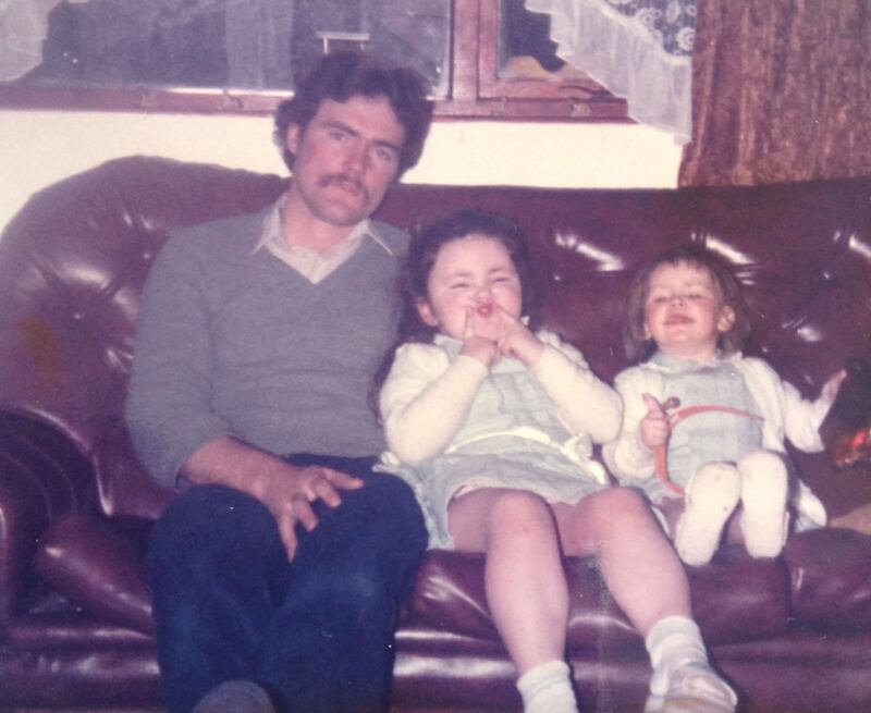 Terence McDaid with his daughters, Patricia and Tracey. Photograph:
Pacemaker Press.