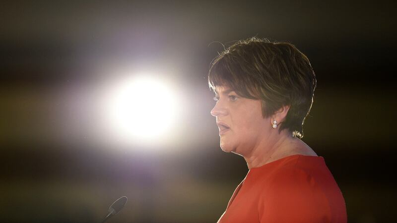 DUP leader Arlene Foster makes  her speech in the party’s annual conference at the La Mon hotel in Belfast. Photograph: Michael Cooper/PA Wire