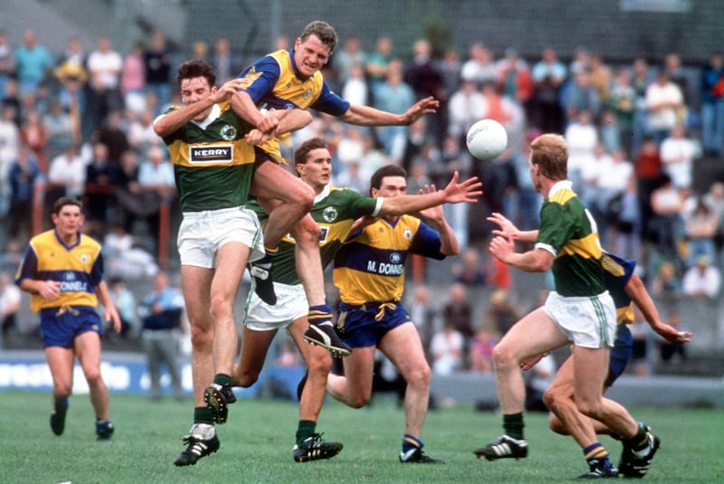 Kerry and Clare players during the Munster football final in 1992. Photograph: Inpho