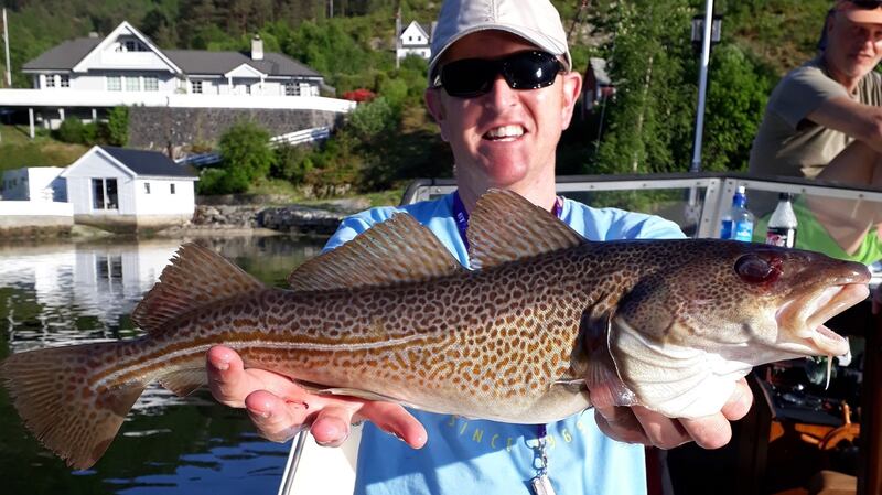 Adrian Marron with Standard Norwegian-sized cod