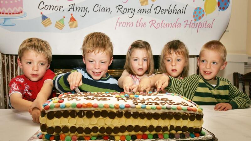 The Cassidy Quintuplets from Wexford pictured at The Rotunda Hospital on the occasion of their fifth birthday in August 2006. Photograph: Cyril Byrne