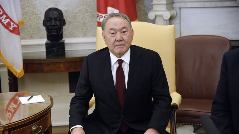 Kazakhstan’s president Nursultan Nazarbayev, pictured next to his US counterpart, Donald Trump, during a visit to the White House this week. Photograph: Olivier Doulier/EPA