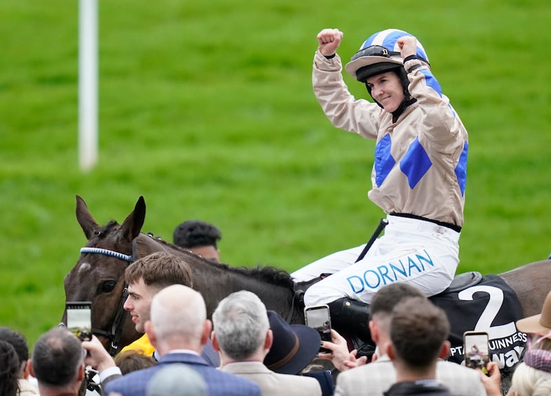 Rachael Blackmore aboard Captain Guinness after winning the Queen Mother Champion Chase on day two of the 2024 Cheltenham Festival. Photograph:  Andrew Matthews/PA Wire