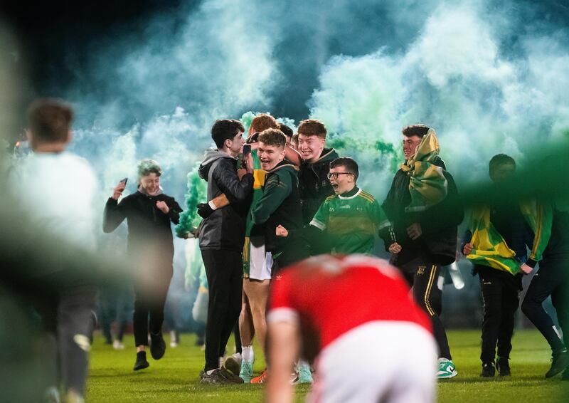 Glen fans celebrate after winning the Derry Senior Football Championship. Photograph: Evan Logan/Inpho