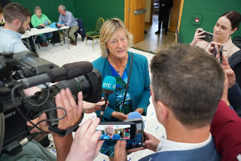 Green Party incumbent MEP Grace O'Sullivan at Nemo Rangers GAA club count centre on Sunday. Photograph: Jonathan Brady/PA Wire