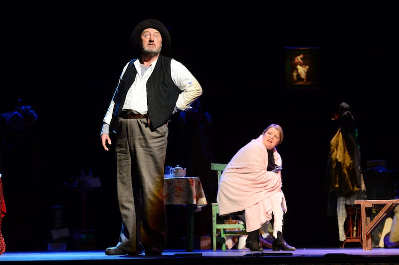 Mary McEvoy and Jon Kenny rehearsing for John B Keane's The Matchmaker, at the Gaiety Theatre in 2015. Photograph: Dara Mac Dónaill