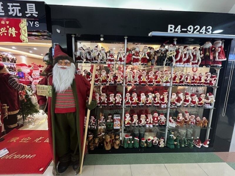 Christmas decorations in showrooms at Yiwu International Trade City. Photograph: Denis Staunton