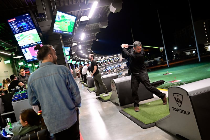 Players at the Topgolf National Harbor in Oxon Hill, Maryland. Photograph: Shannon Finney/Getty Images