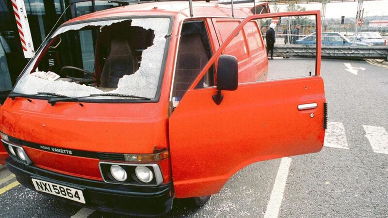 The bullet-riddled van in which Joseph Reynolds was shot in October 1993. Photograph: PSNI/PA Wire