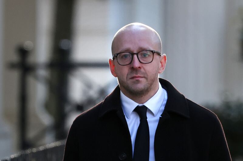 Lee Cain, former director of communications at 10 Downing Street, arrives to give evidence to the UK Covid-19 Inquiry on Tuesday. Photograph: Andy Rain/EPA