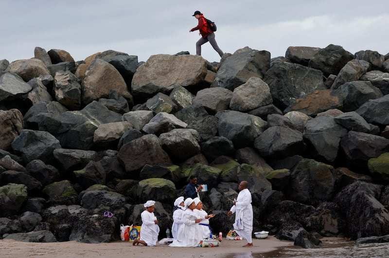 A chilly outdoor Sunday Service on Bray Seafront, Wicklow. Photograph Nick Bradshaw / The Irish Times