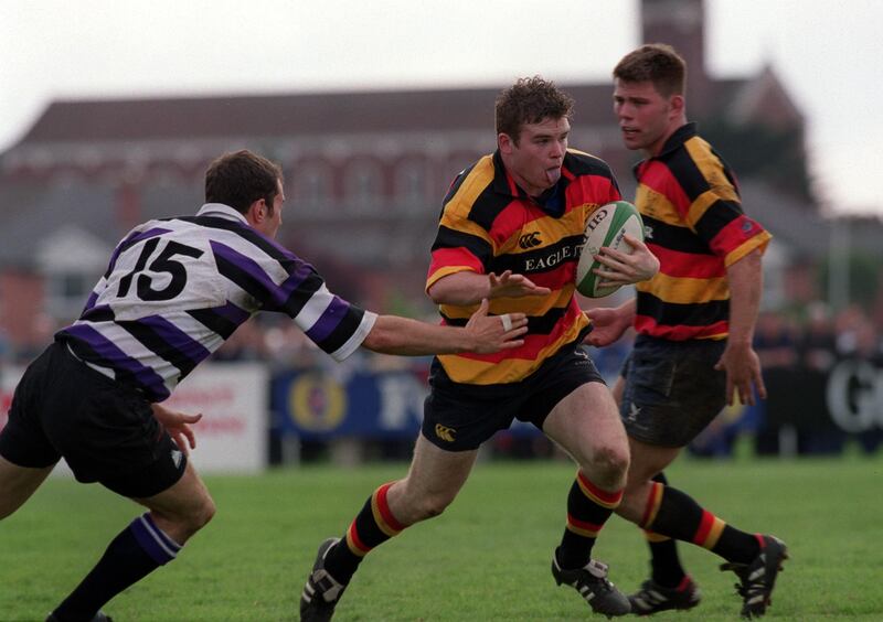 Gordon D'Arcy of Lansdowne in action against Terenure in a league semi-final in 2000. Photograph: Billy Stickland/Inpho  