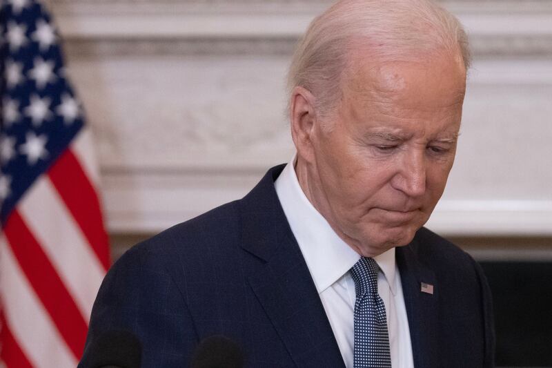 US president Joe Biden has a perilously narrow lead over Donald Trump in swing-state polls. Photograph: Michael Reynolds/EPA