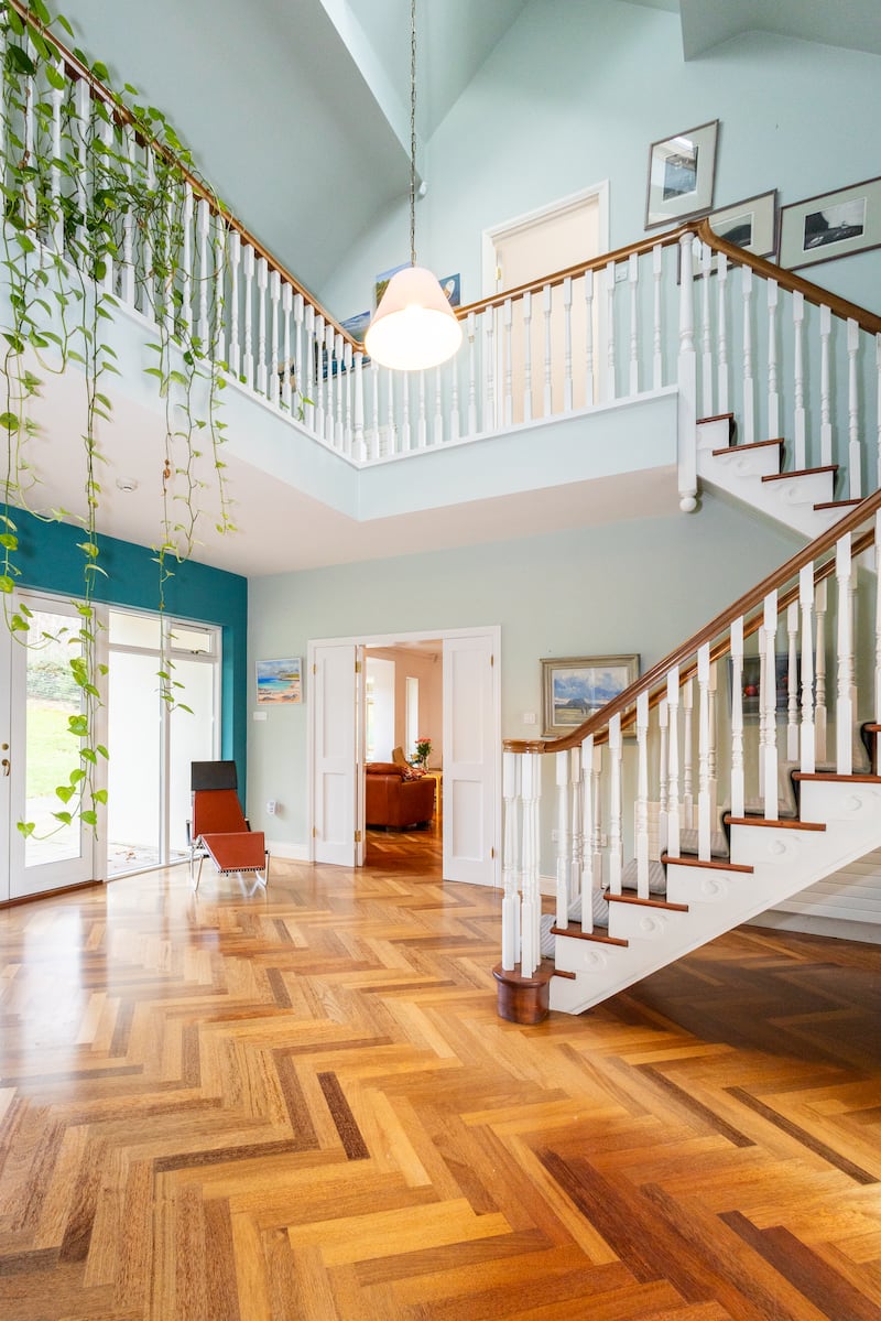 Parquet flooring and the impressive staircase