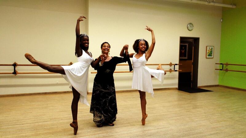 Debbie Allen with dancers Destiny Wimpye and Jalyn Flowers in Dance Dreams: Hot Chocolate Nutcracker. Photograph: Netflix