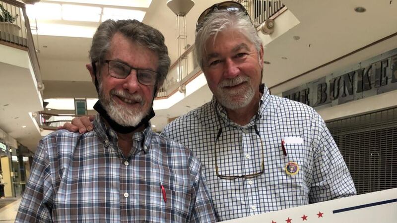 Friends Robert and Tim  believe Trump is going to win big again in Gaston County. Photograph: Suzanne Lynch