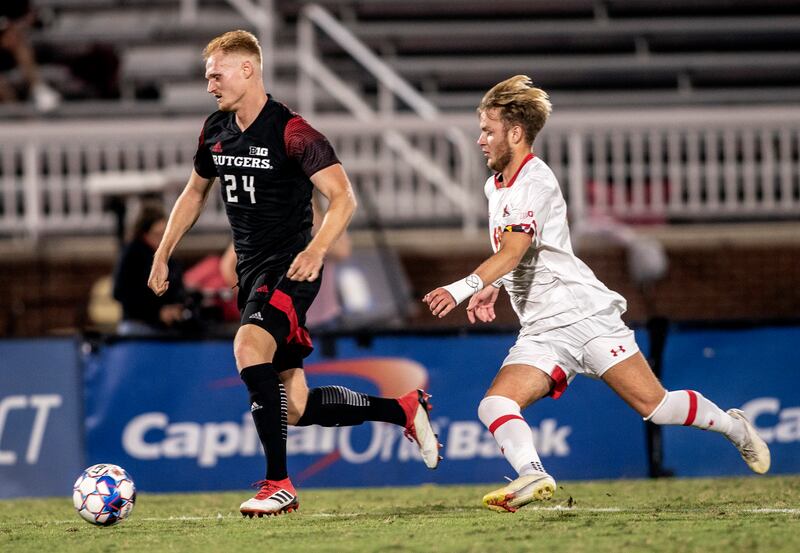 Vincent Borden in action for Rutgers University during a college soccer match in Maryland. Photograph: Tony Quinn/Getty Images