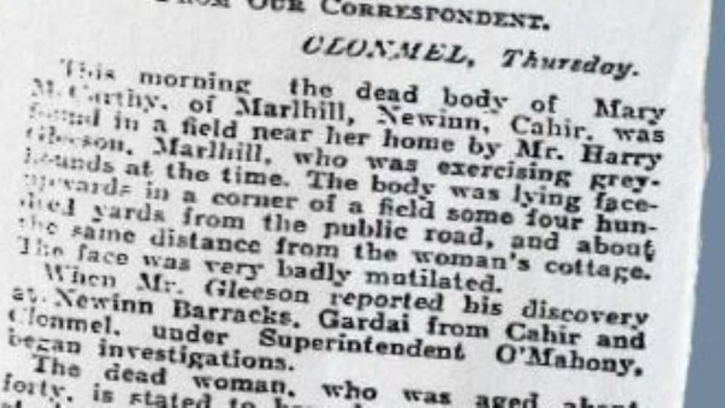 An extract from The Irish Times report on the body find