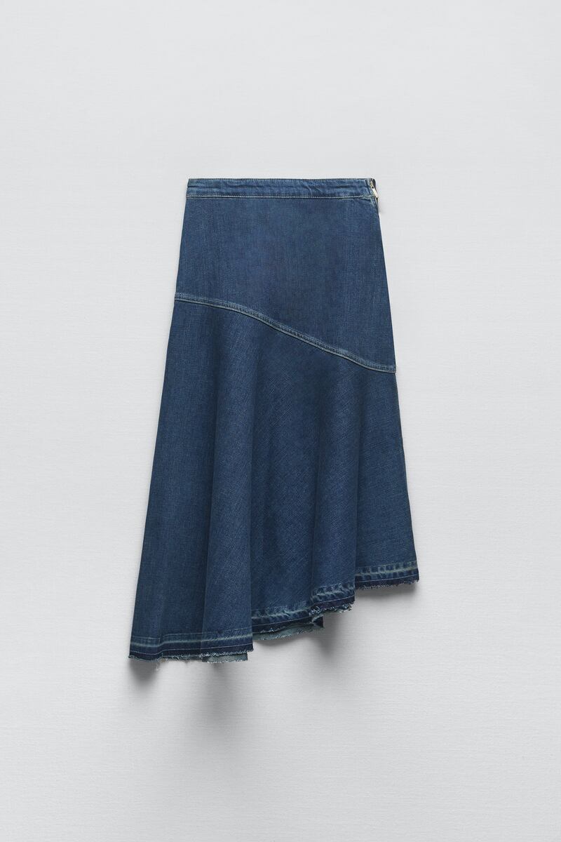 Denim skirt, €49.95, Zara. 