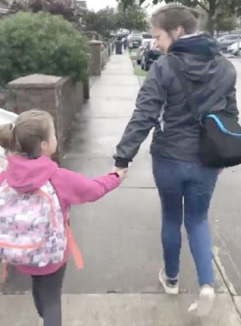 Siobhán Deegan with her daughter Laura (6) for whom lockdowns have been ’tough’