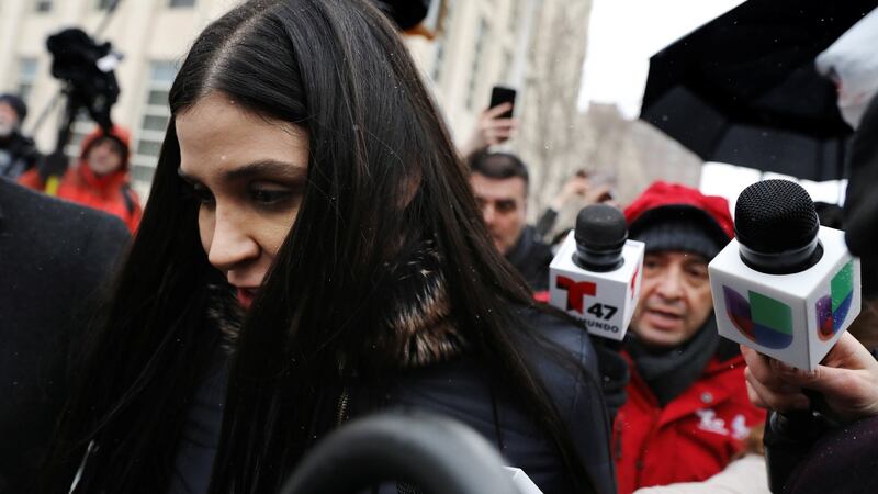 Emma Coronel Aispuro, the wife of Joaquín Guzmán at the Brooklyn federal courthouse in New York on Tuesday after his conviction for drug trafficking. Photograph: Brendan McDermid/Reuters