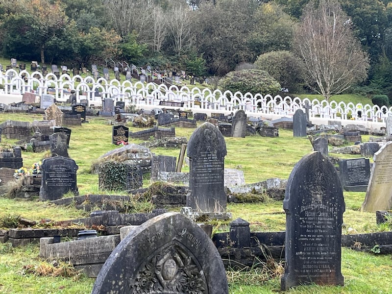 White graves of Aberfan victims in a special section of the local cemetery. Photograph: Mark Paul/The Irish Times