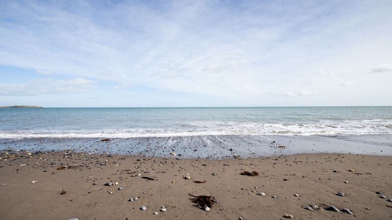 Killiney beach, traditionally a stretch of rock and pebbles, was for the first time in years covered in sand in recent days. Photograph: Tom Honan