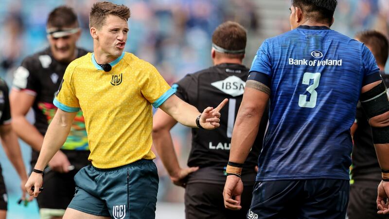 Referee Sam Grove-White wasa forced to stop play on numerous occasions so under pressure Zebre players could receive treatment. Photograph: Dan Sheridan/Inpho