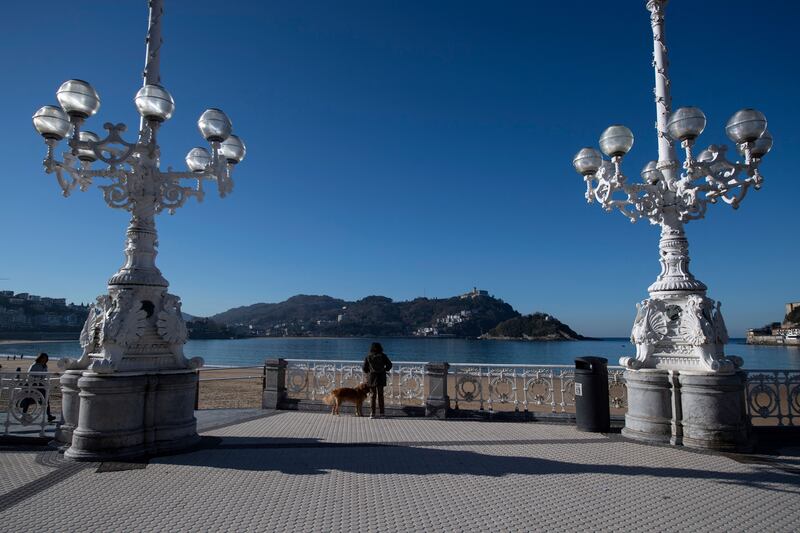 View of Igeldo mount from the esplanade along the beach of La Concha Bay in San Sebastián. Photograph: Ander Gillenea/AFP via Getty