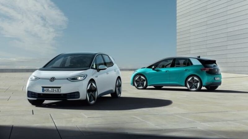 Volkswagen’s ID.3 cars. The company is aiming to become the world’s leader in electric vehicle production. File photograph