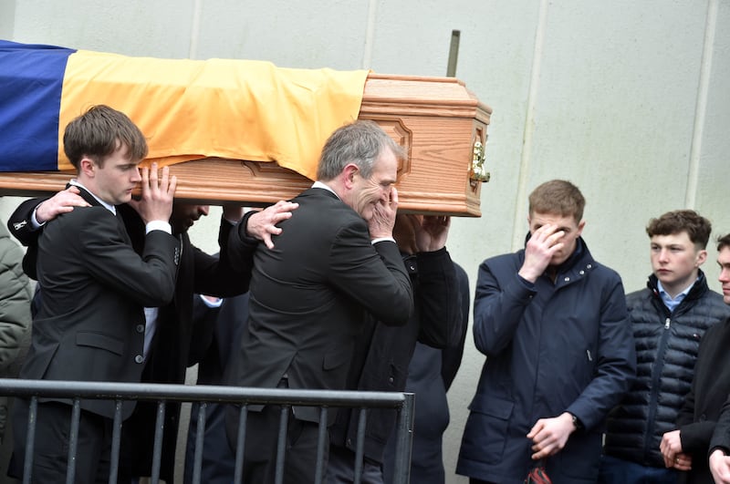 Mourners paid tribute as Michael O'Sullivan's remains were carried into the church. Photograph: Michael Mac Sweeney/Provision