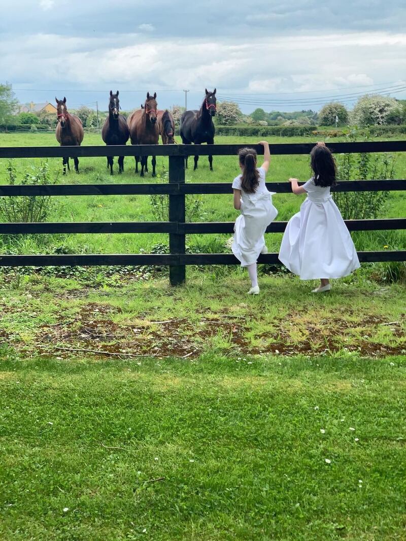 Summer Pix 2019: First Communion girls make a break for it. Photograph: Ruth Walsh